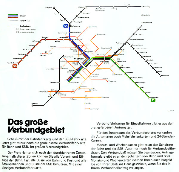 VVS-Schnellbahn-Netz zur S-Bahn-Eröffnung 1978